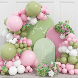 Kit ghirlanda di palloncini verde salvia e rosa cipria, set arco di palloncini, decorazioni eleganti, matrimoni, compleanni, addii al nubilato