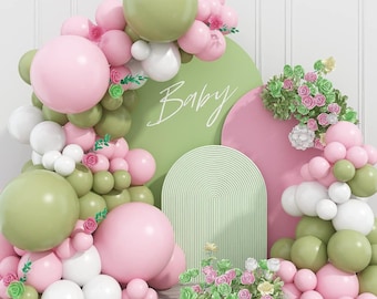 Sage Green and Blush Pink Balloon Garland Kit, Balloon Arch set, Elegant Decor, Weddings, Birthdays, Bridal Showers