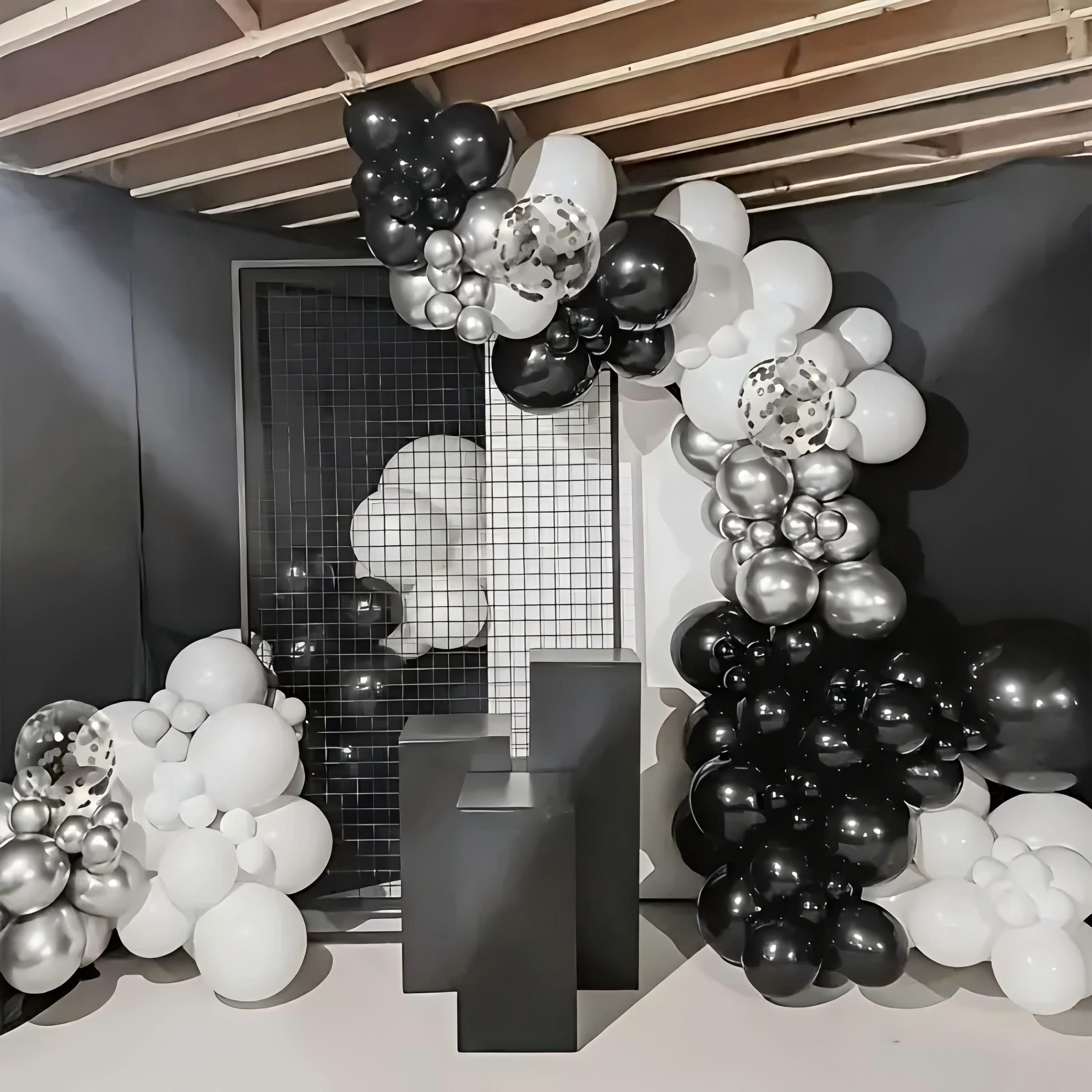Black White Silver Balloon Arch Set Balloon Garland Kit Birthday black-white-silver-balloon-arch-set-balloon-garland-kit-birthday