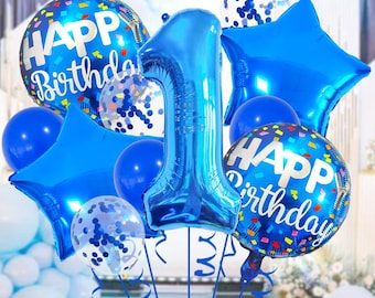 Blue Star Birthday Balloon Riser Set, Birthday Party, Party Decoration, Blue Theme, Photo Backdrop