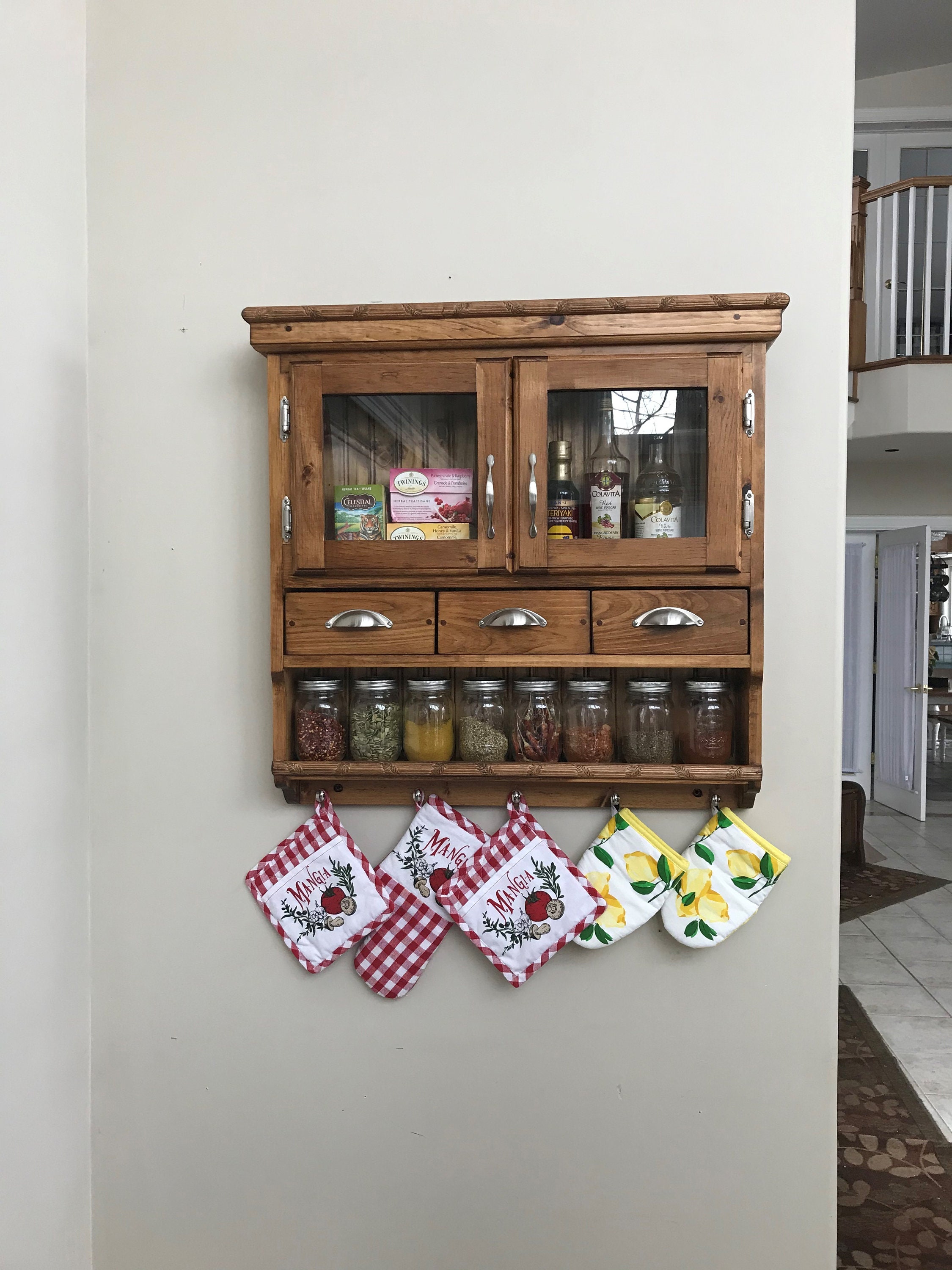 Spice Rack Cabinet, Spice Pantry, Chefs Pantry, Mason Jar Shelf