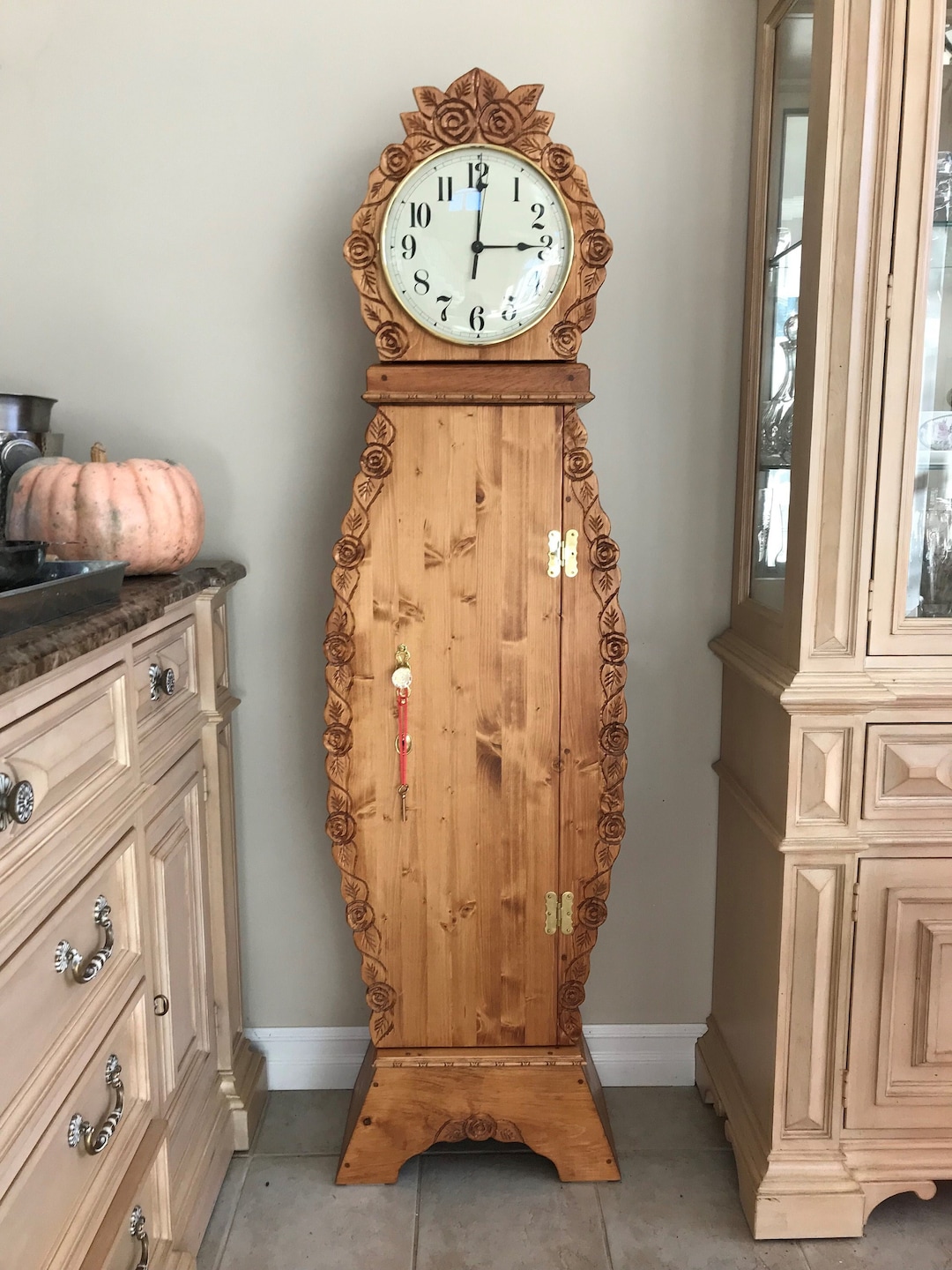 Grandmother Clock, Grandfather Clock, Storage Clock, Rose Clock