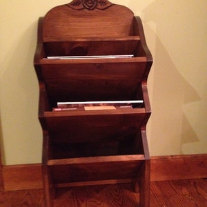 Magazine rack, mail organizer, wooden rack, book case, wooden magazine rack.