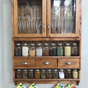 Vintage spice rack with doors deals