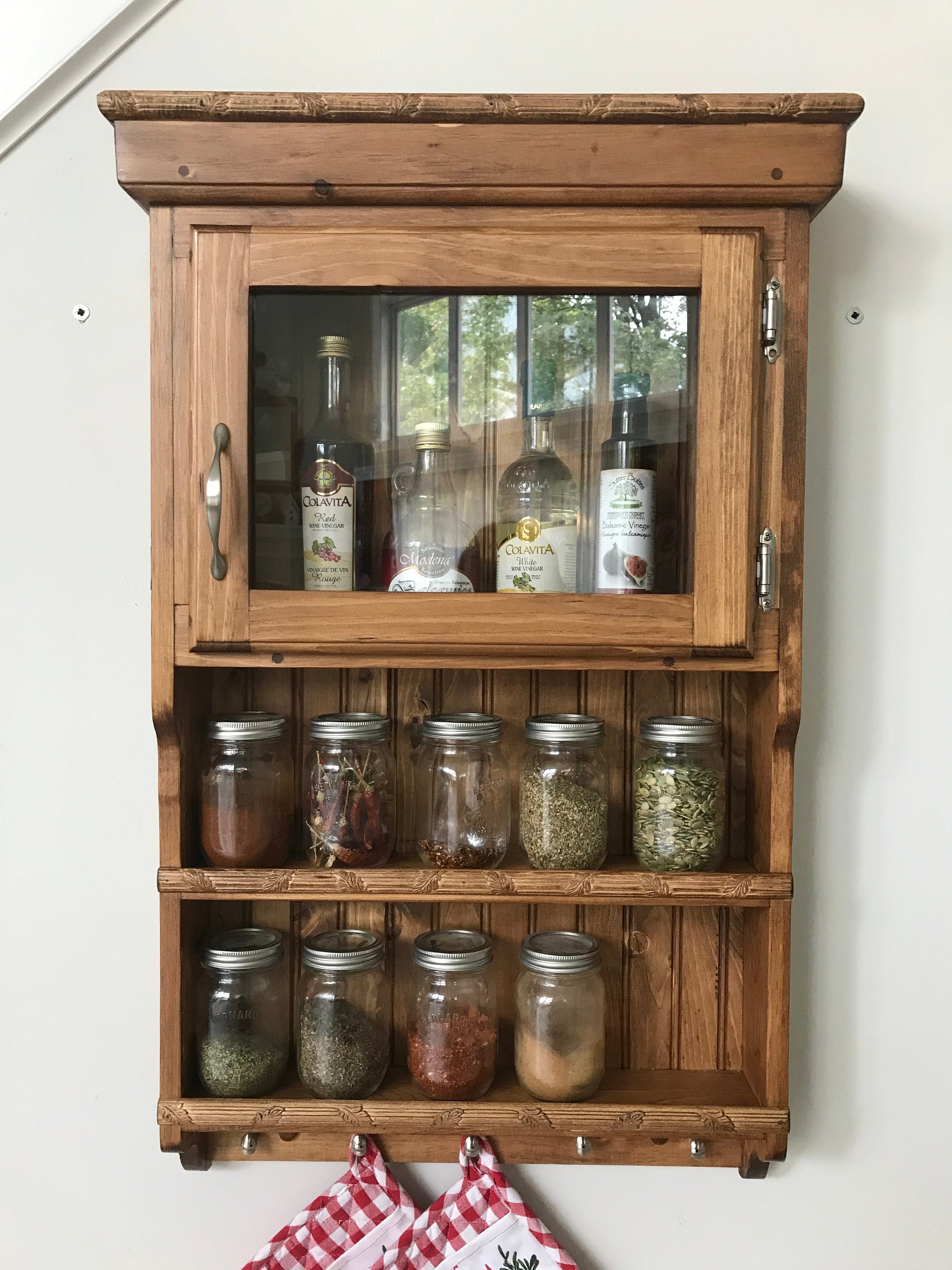 Rustic Mason Jar Spice Rack Display, Spice Rack, Mason Jars