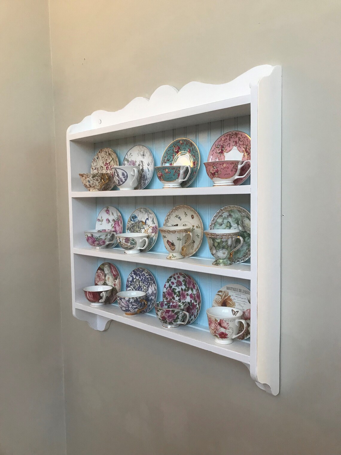Teacup Shelf Teacup Display Teacup Collection Artisan Etsy