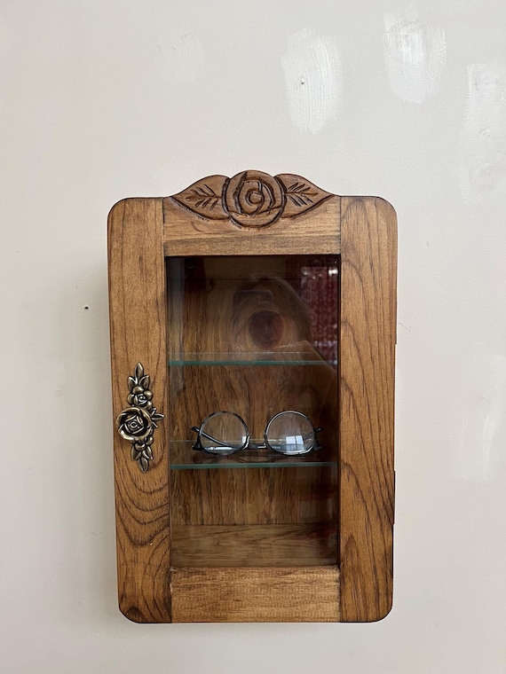 Tiny Cupboard With Two Adjustable Glass Shelves Perfect for Small