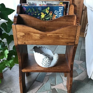 Magazine rack, mail organizer, book case, storage, organization, home decor, woodcraft, handmade, artisan, custom made, wooden furniture.