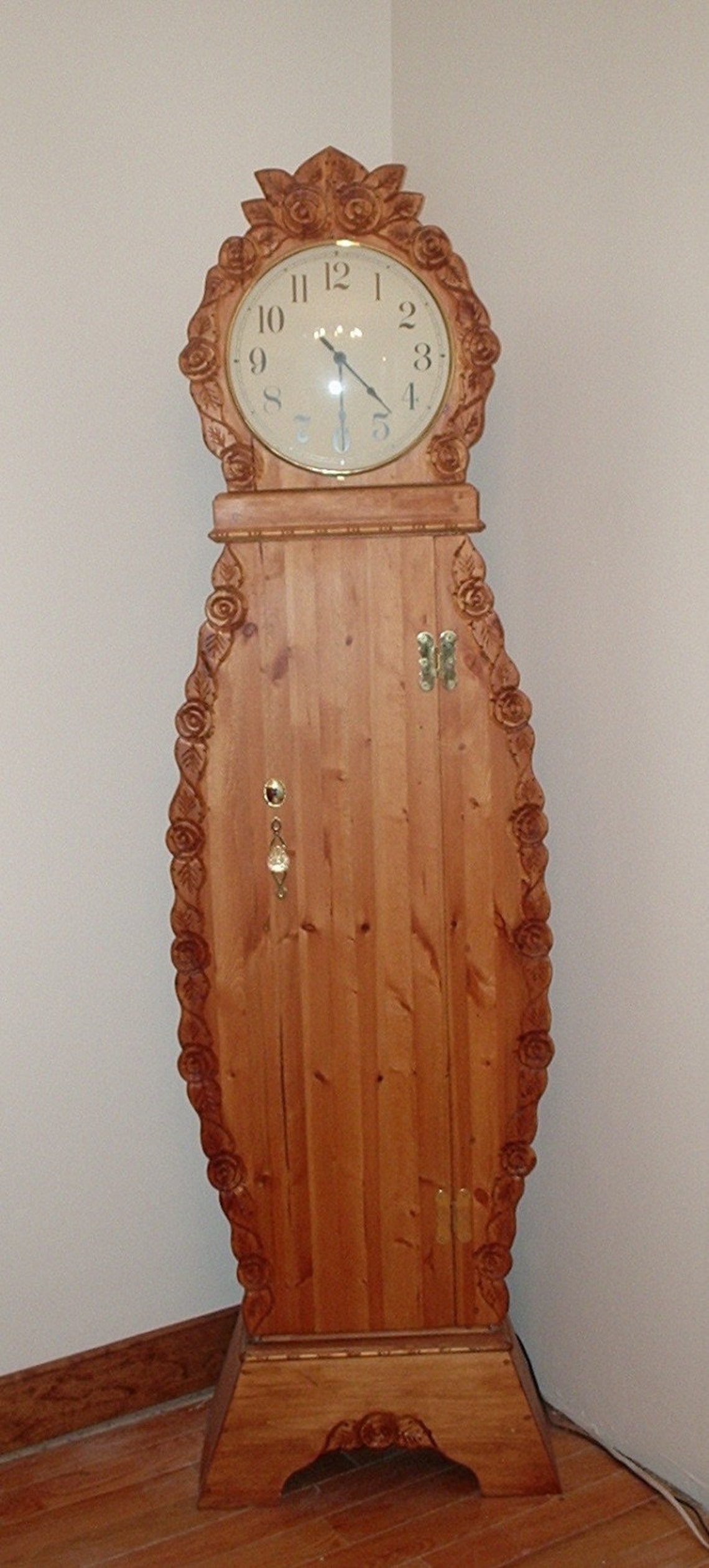 Grandmother Clock Grandfather Clock Storage Clock Rose Etsy