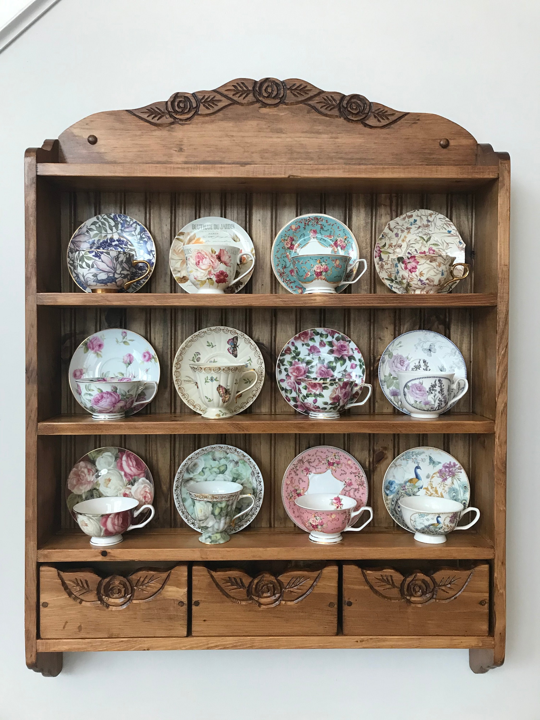 Display Teacup Teacup Shelf, For Twelve Cups, With