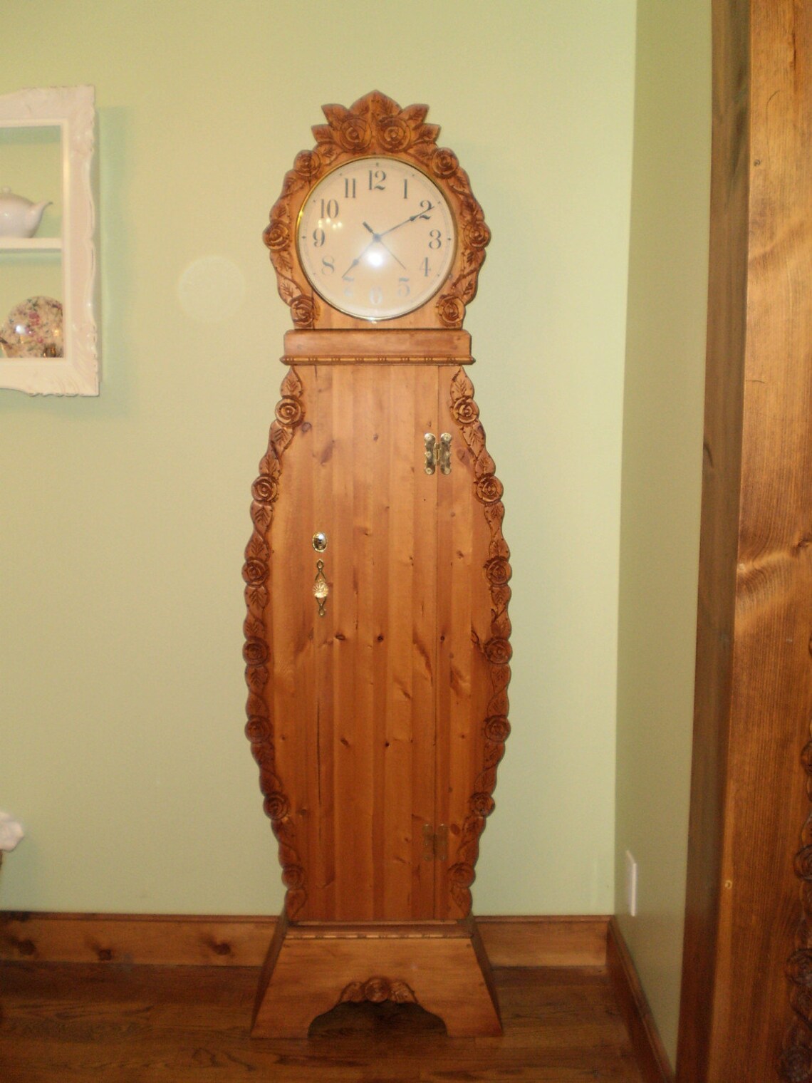 Grandmother Clock Grandfather Clock Storage Clock Rose Etsy