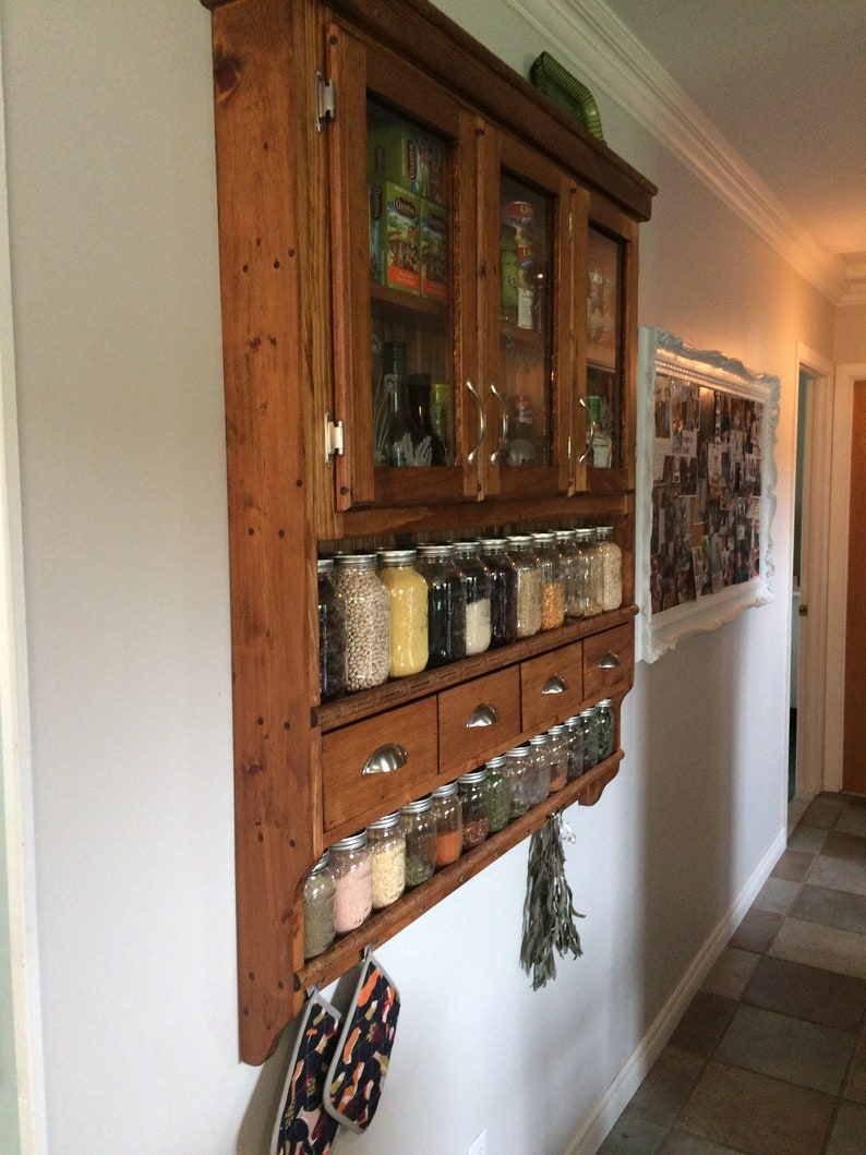 Spice Rack, Mason Jar Shelf, Chefs Spice Rack Organizer, Wall Mounted