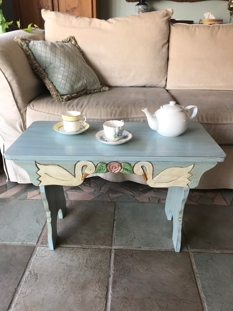 Swans and Roses Pine Bench Coffee Table Entry Bench Home Etsy