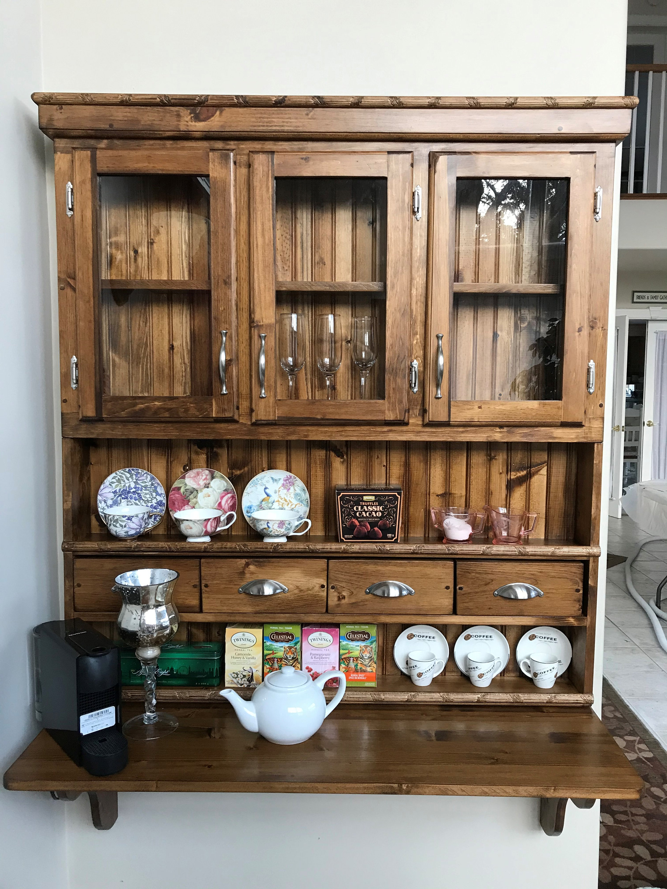 Picture Frame Wooden Teacup Shelf 12 Cup Teacup Display 