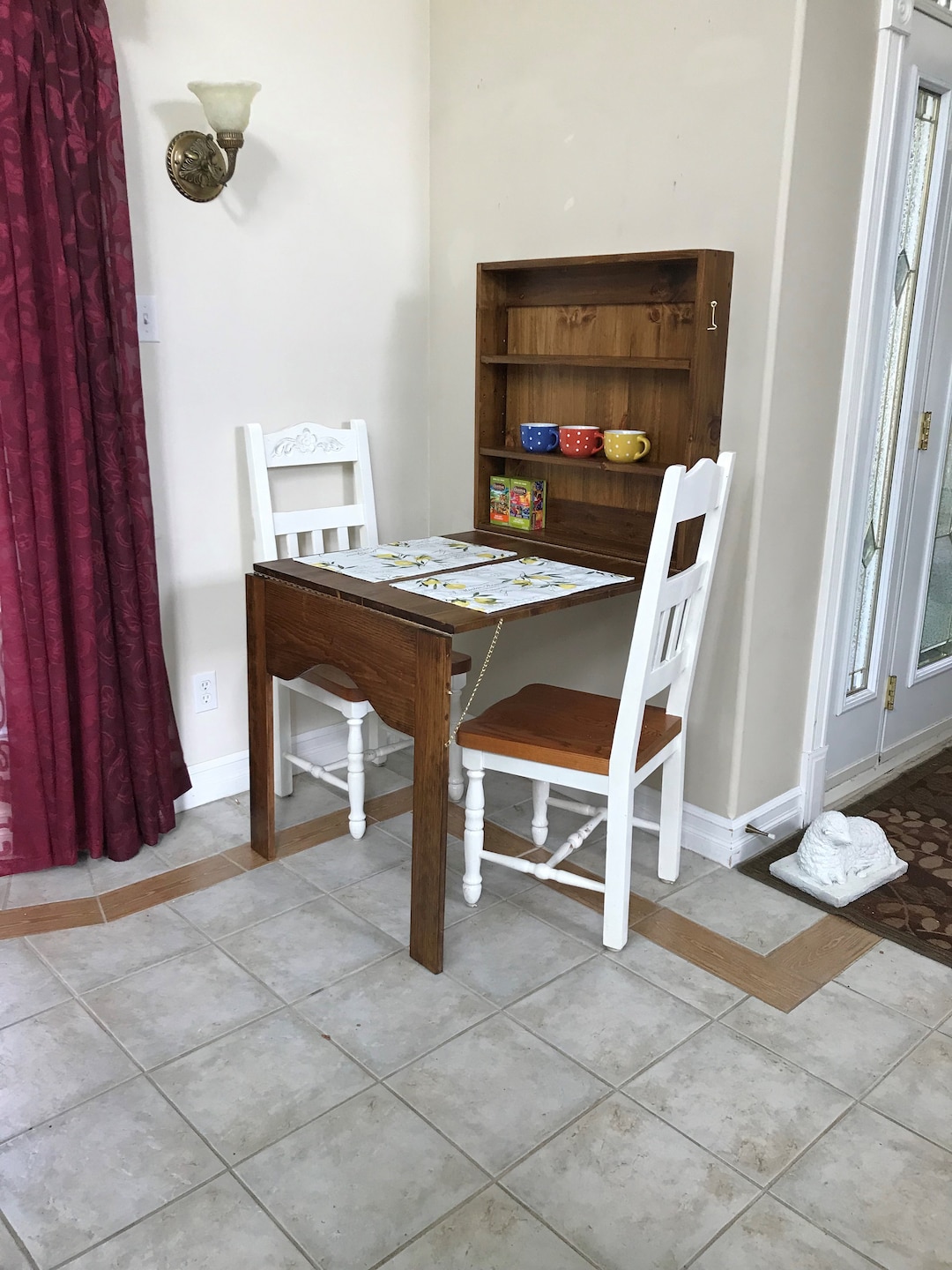 Dropdown Table for Two, Dropdown Desk, Foldup Table, Small Space