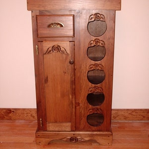 Wine cabinet, wine rack, wine cupboard, wine storage, with removable tray top, woodcraft, handmade, custom made, artisan furniture.