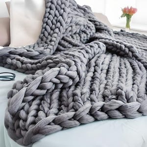 Bed Throw | Cosy Blanket | Sofa Throw | Cozy Wool Blend Thick Knit Throw Blanket | Sofa Blanket | Chunky Blanket | Winter Blanket
