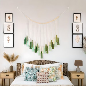 Macrame Green Tassel Garland: Boho Nursery Wall Hanging