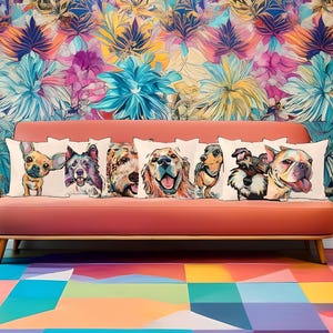 Funda de cojín para perro / Funda de cojín para animal / Perro mascota / Cojín para amantes de los perros / Estampado de animales / Decoración para amantes de las mascotas