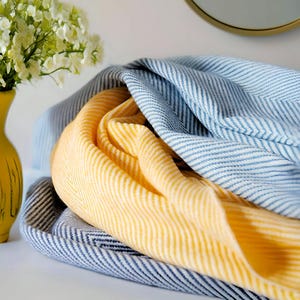 Woven Wool Blend Herringbone Throw: Luxury Fringed Blanket