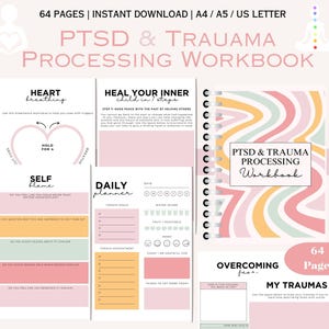 Planilhas de processamento de TEPT e trauma, Caderno de exercícios de terapia de trauma para adultos, Caderno de exercícios de TEPT, Cura de trauma, Plano de tratamento, Diário de TEPT, Enfrentamento de TEPT
