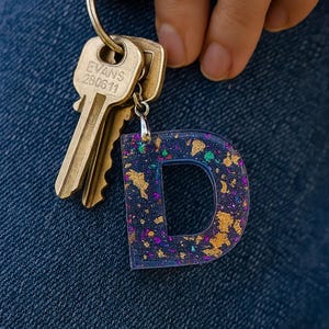 Aangepaste sleutelhanger harsletter – handgemaakte sleutelhanger alfabet alfabet, gepersonaliseerde sleutelhanger, harsbedel glitter