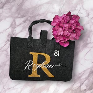 Personalisierte Filztasche Initiale Name | Markttasche | Personalisiertes Geschenk Mama| Individuelle Geschenke | Einkaufstasche
