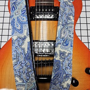 One-Of-A-Kind Blue Paisley Guitar Strap