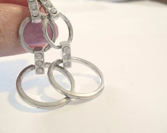 Silver Hoop Earrings with Rhinestone Accents, Geometric Dangle Jewelry