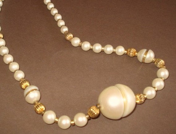 Beaded Pearl Necklace, Bridesmaid Necklace Vintag… - image 5