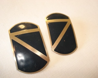 Navy Blue  Earrings Blue Metal Earrings Vintage Earrings Metal Jewelry, Geometric Earrings