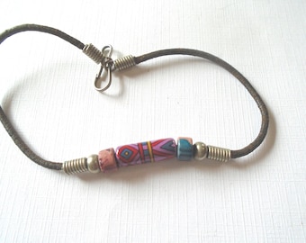 Vintage  Men's 70s Boho Beaded Leather Cord Bracelet – Bohemian Tribal Jewelry