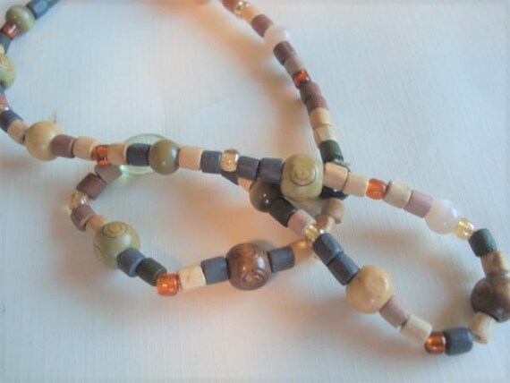 Wood Beaded Necklace Boho Necklace Unisex Necklac… - image 3