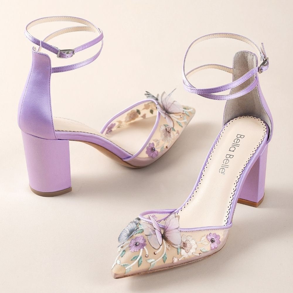 Chic / Beautiful Prom Lavender Womens Shoes 2023 Ankle Strap Bow 8 cm Stiletto  Heels Pointed Toe