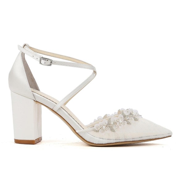 Floral block deals heel pumps