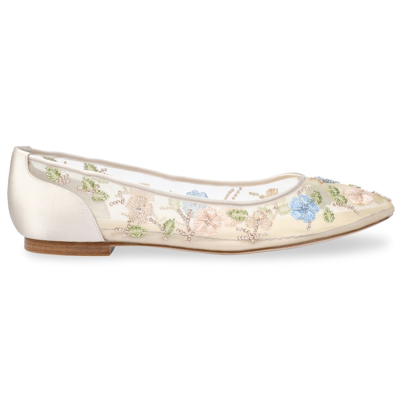 Flower Embellished Embroidered Wedding Flats Bella Belle Pippa