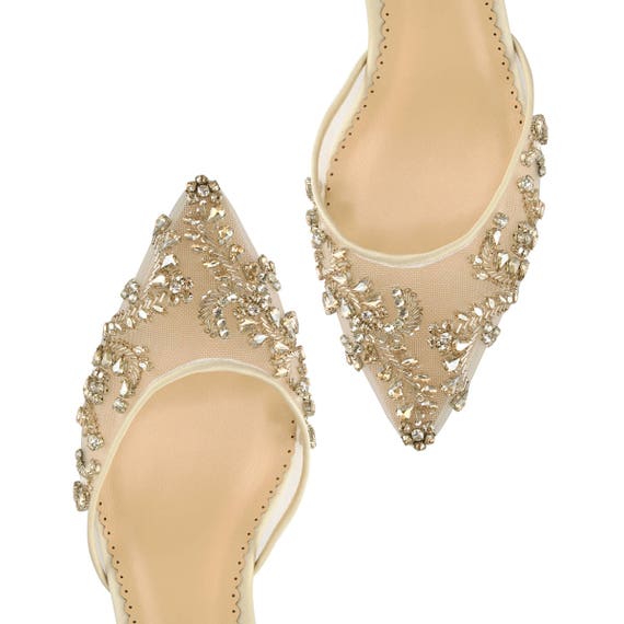 Embellished low heel shoes sales