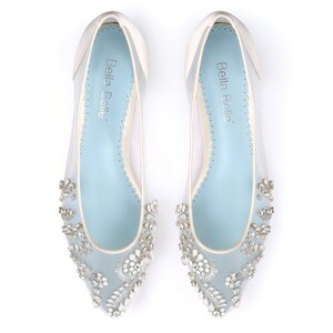 Beautiful Wedding Flats with Opal and Crystal Beading Bridal Shoes Glass Slipper with 'Something Blue' Bella Belle Willow image 4