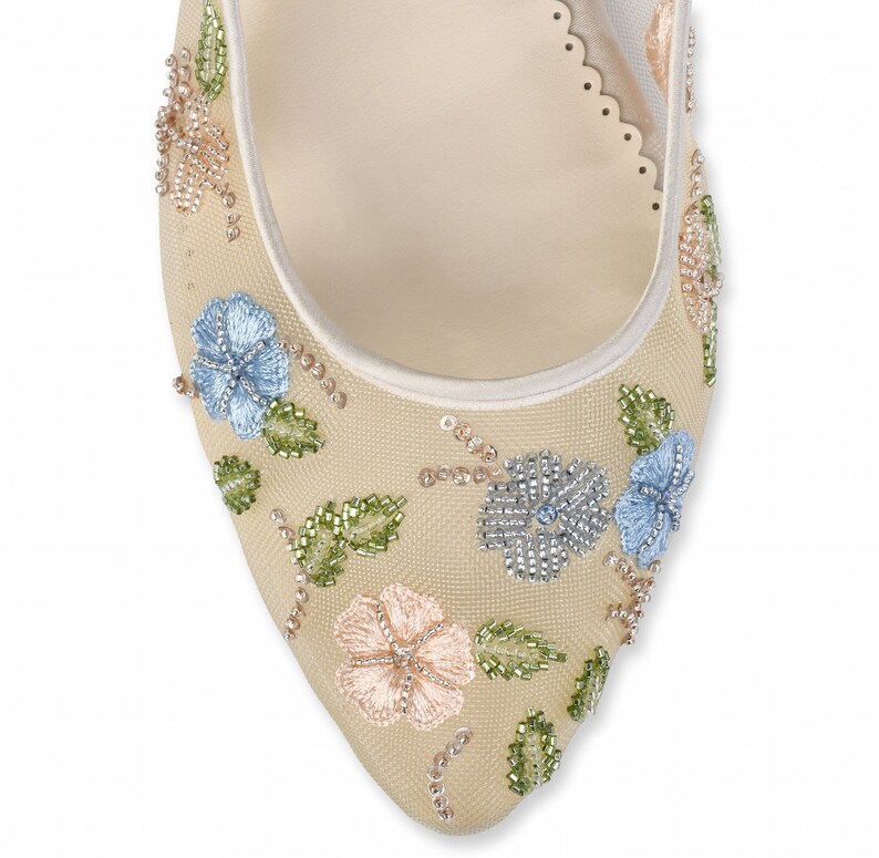 Flower Embellished Embroidered Wedding Flats Bella Belle Pippa