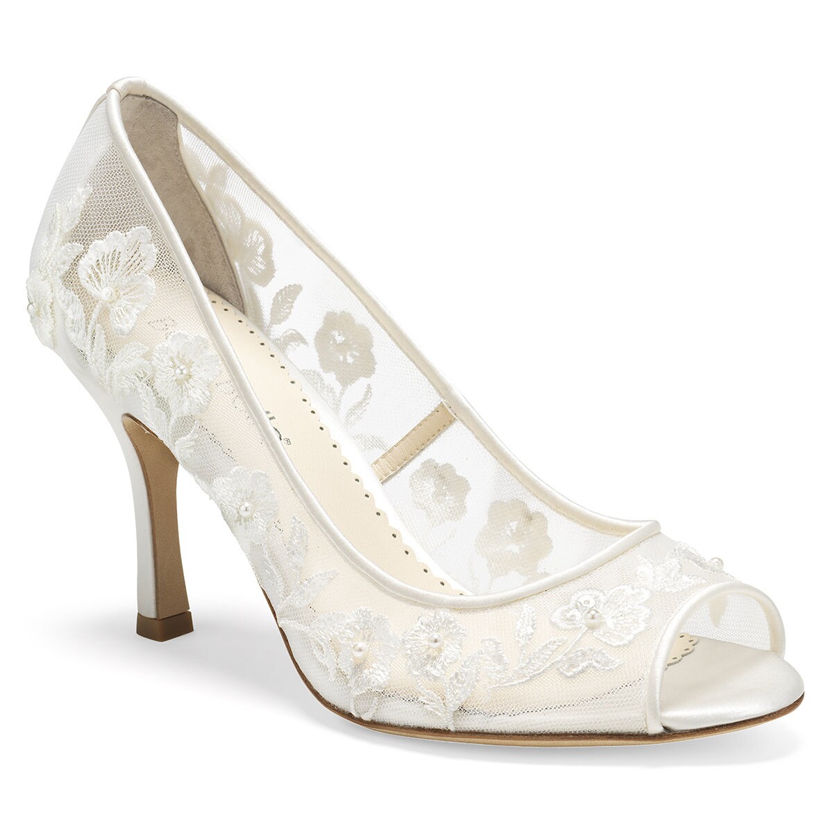 White lace hotsell peep toe heels