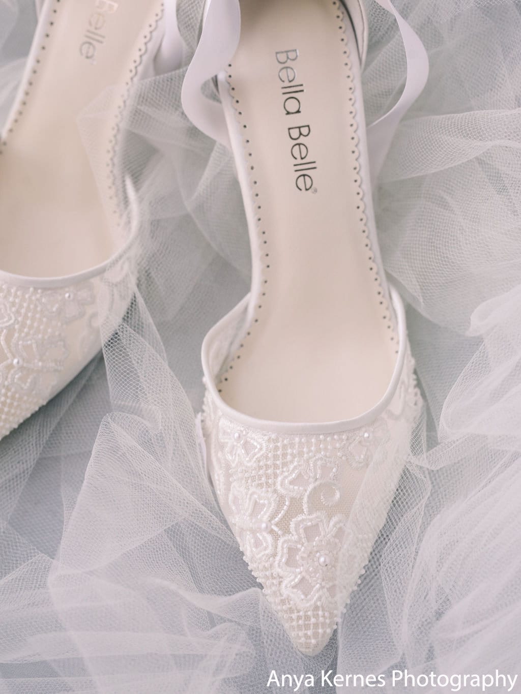 Lace and hotsell pearl wedding shoes