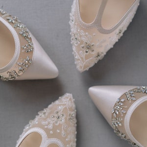 Ivory Crystal Embellished Cap Toe Dorsay Heel Bella Belle - Etsy