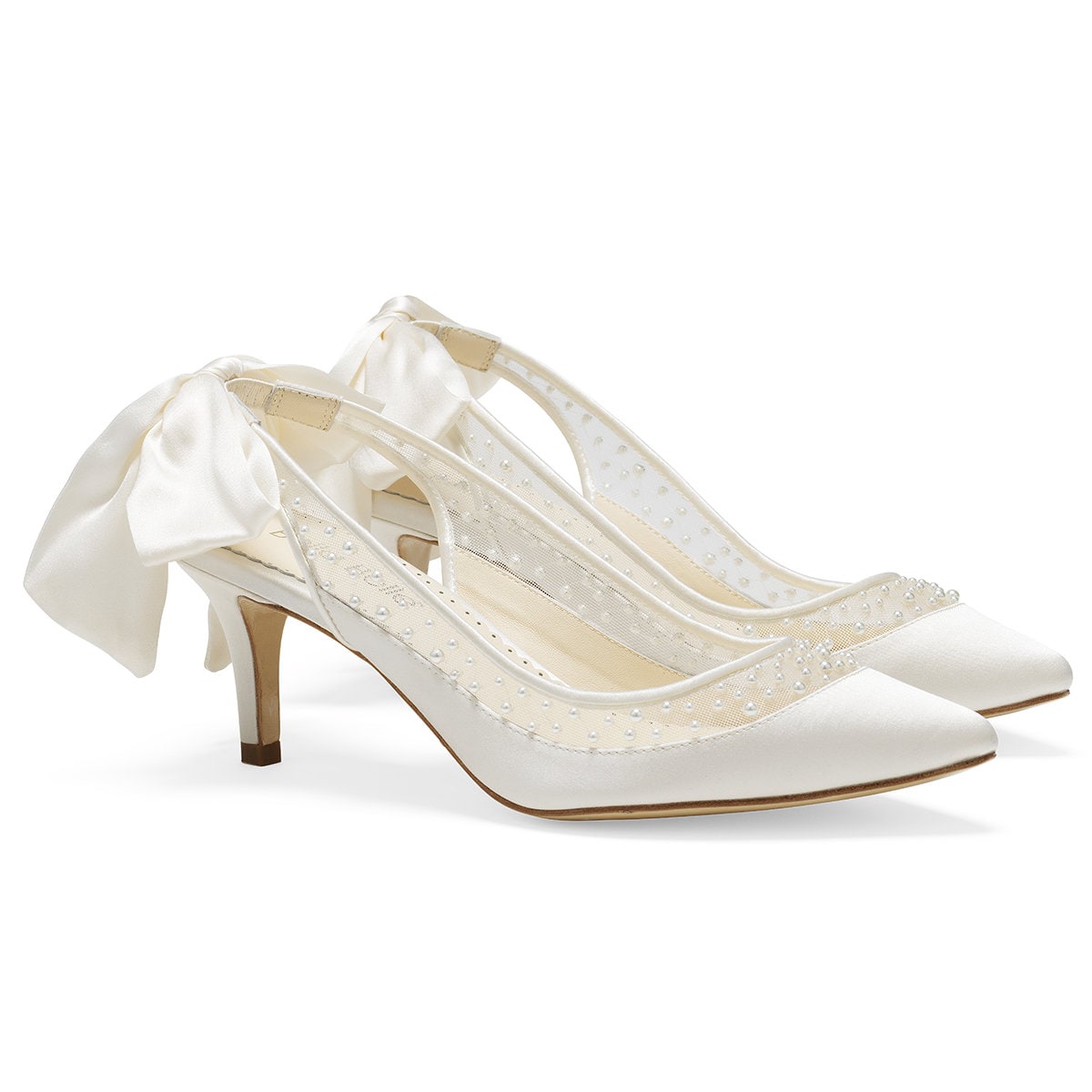 Women's White Dyeable Rhinestone Phoebe Kitten Heel Sandal Formal Bridal Shoe 