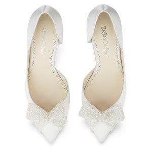 Ivory Silk D'Orsay Pump with Beaded Bow Bella Belle Dorothy image 4