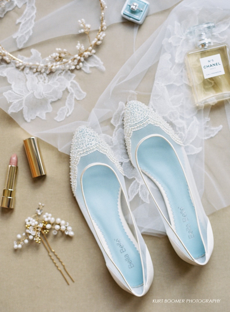 bridal flats with pearls