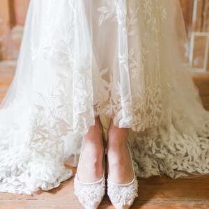 Beautiful Wedding Flats with Mesh and Flower Embroidery Beads Bridal Shoes Glass Slipper with 'Something Blue' Bella Belle Shoes Adora image 4