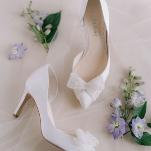 Ivory Silk D'Orsay Pump with Beaded Bow Bella Belle Dorothy image 5