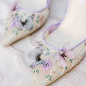 Lavender Butterfly Heels, Garden Party Shoes