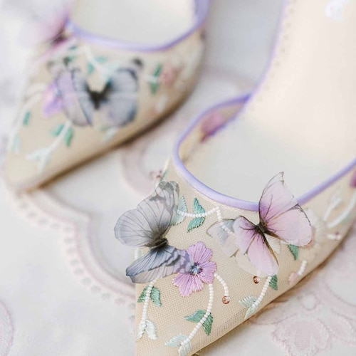 Lavender Butterfly Heels Garden Party Shoes Etsy