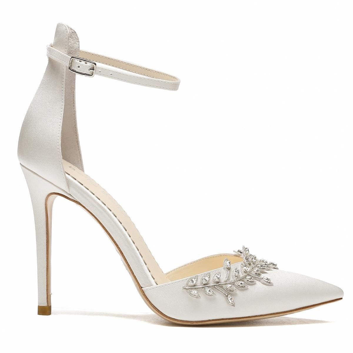 Perfect Bridal Aimee Ivory Satin Embellished Tie Up Block Heels